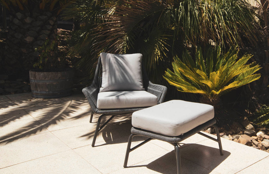 Prism Outdoor Rope Armchair and footstool