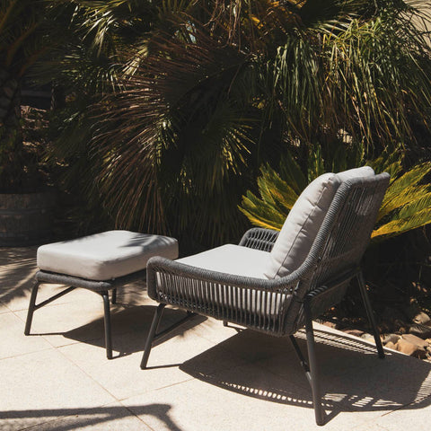 Prism Outdoor Rope Armchair and footstool