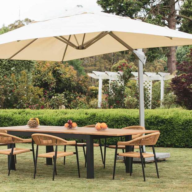 Apollo Outdoor Cantilever Umbrella with 90kg Marble Base - Pro fabric 300W 400D 250H