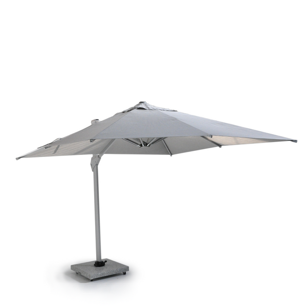 Apollo Outdoor Cantilever Umbrella with 90kg Marble Base - Stripe Grey 300W 300D 250H