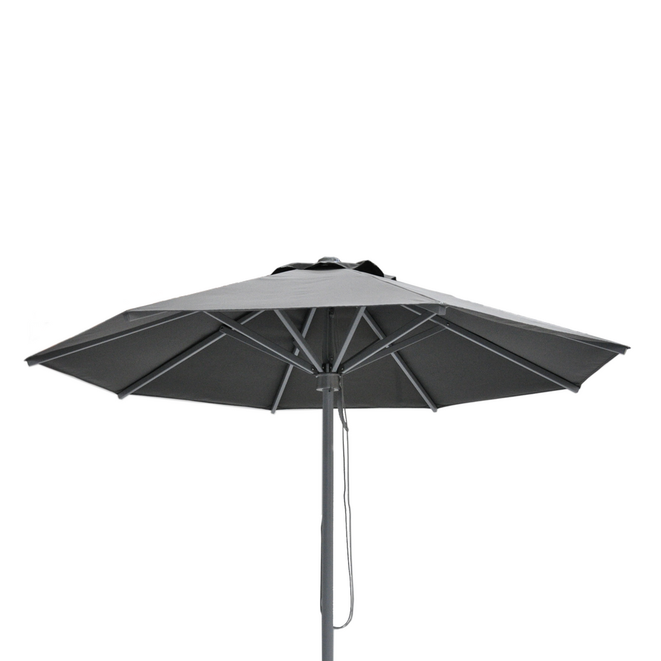 Helios Outdoor Market Umbrella with 40kg Marble Base - Grey Round