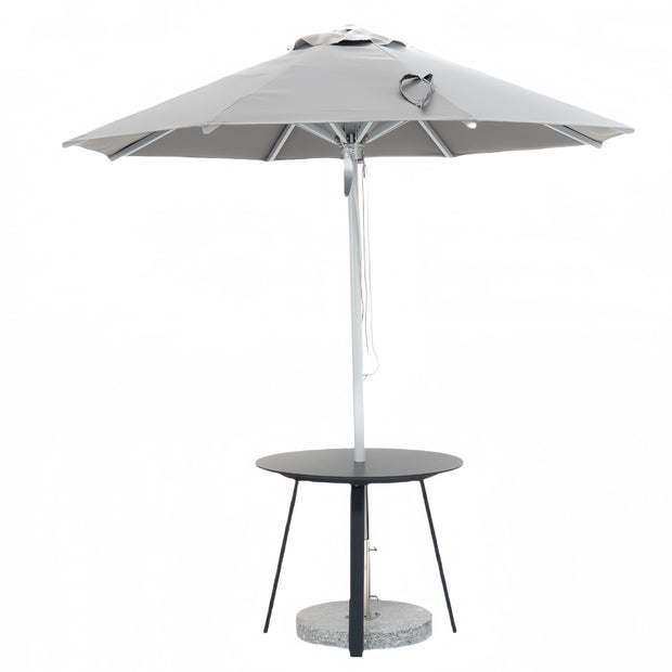 Helios Outdoor Market Umbrella with 40kg Marble Base - Grey Round