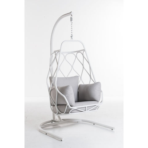 Eden Outdoor Aluminum and Wicker Hanging Egg Chair