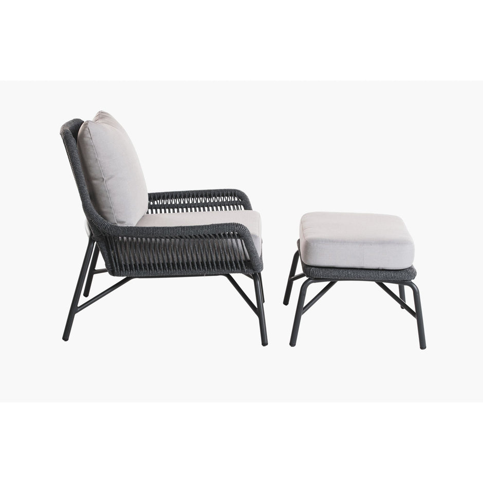 Prism Outdoor Rope Armchair and footstool