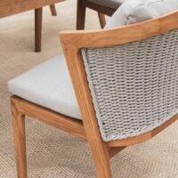 Orion Outdoor Teak and Rope Armless Dining Chair