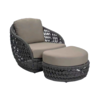 Cozy Outdoor Rope Armchair and Footstool 2pc Settings
