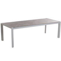 Sleek outdoor dining table with marble top and aluminium frame, weather- and rust-resistant, elegant and stable