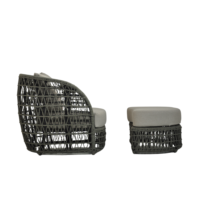 Cozy Outdoor Rope Armchair and Footstool 2pc Settings