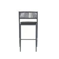 Outdoor rope bar stool with simple armless design and rope backrest, featuring durable powder-coated aluminium frame, weather and rust resistant, lightweight and stylish for patio or bar use
