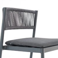 Outdoor rope bar stool with simple armless design and rope backrest, featuring durable powder-coated aluminium frame, weather and rust resistant, lightweight and stylish for patio or bar use