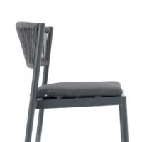 Outdoor rope bar stool with simple armless design and rope backrest, featuring durable powder-coated aluminium frame, weather and rust resistant, lightweight and stylish for patio or bar use