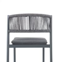 Outdoor rope bar stool with simple armless design and rope backrest, featuring durable powder-coated aluminium frame, weather and rust resistant, lightweight and stylish for patio or bar use