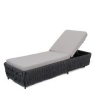 Outdoor rope sun lounger featuring adjustable backrest angles, water-resistant fabric, and lightweight frame for easy outdoor use