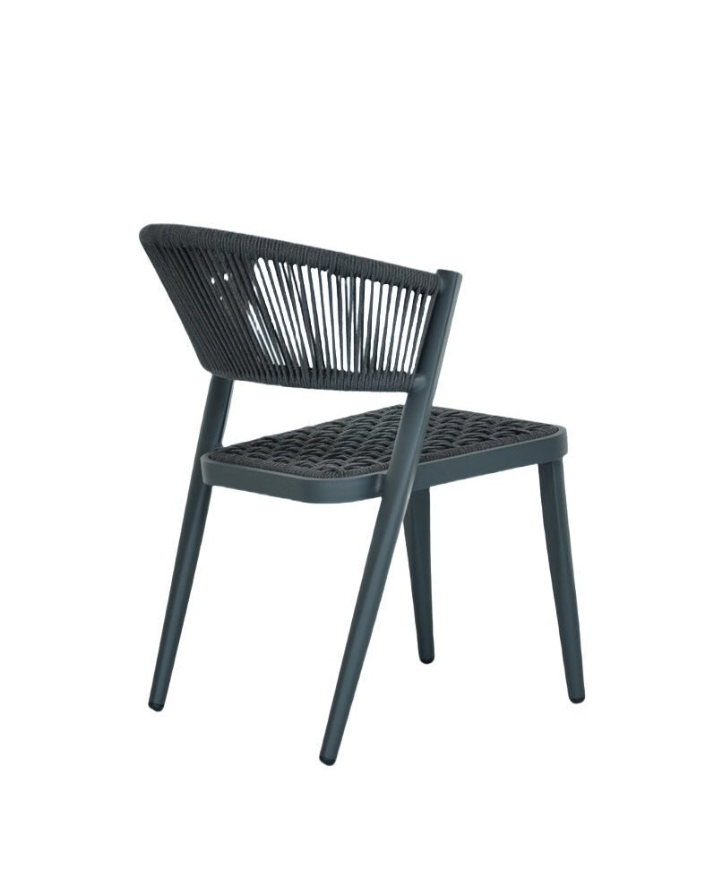 simple outdoor rope dining chair, soft rope weave and powder-coated aluminium frame, stable and light
