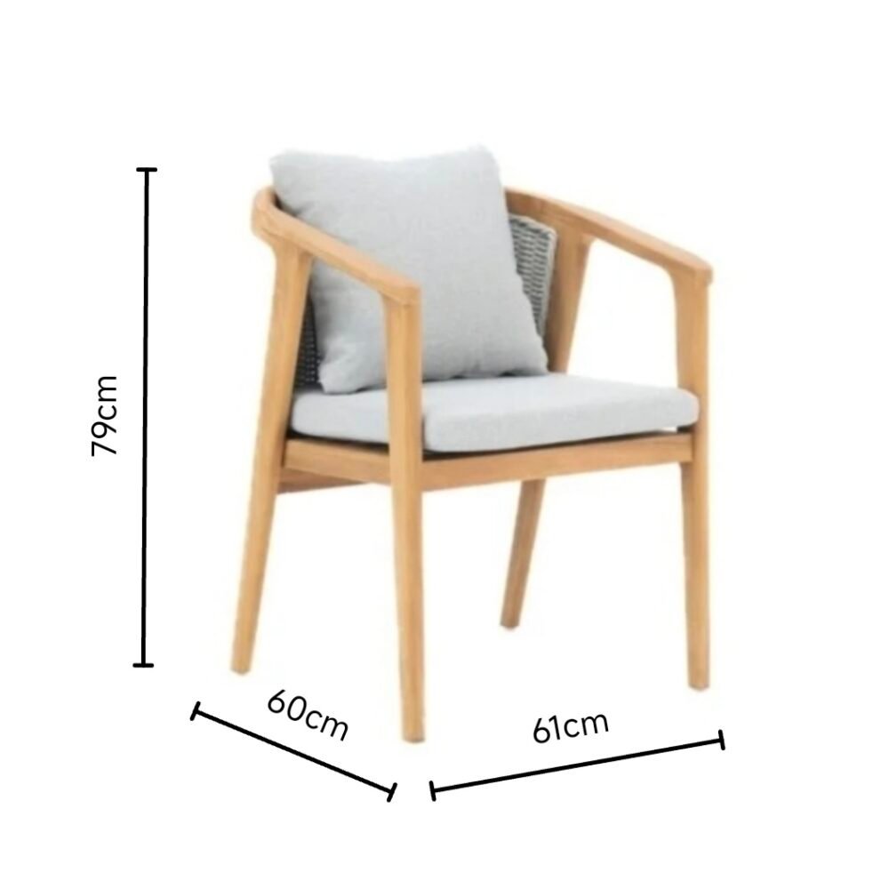 Orion Outdoor Teak and Rope Dining Chair