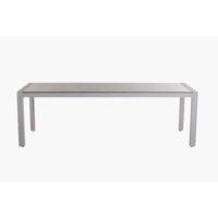 Sleek outdoor dining table with marble top and aluminium frame, weather- and rust-resistant, elegant and stable
