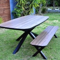 Atlas Outdoor Aluminum Dining Table and Bench 2pc set