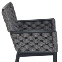 Outdoor premium rope bar stool with soft seat cushions, rope weave, and supportive backrest