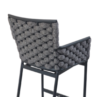 Outdoor premium rope bar stool with soft seat cushions, rope weave, and supportive backrest