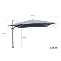 WindShield 3.3m x 3.3m Cantilever Umbrella with 4pcs refillable base