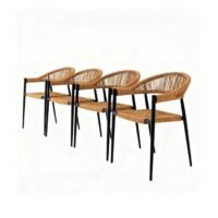 outdoor wicker dining chair set of 4, powder-coated aluminium frame.