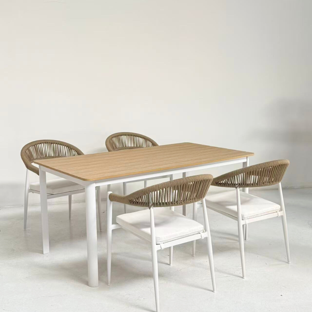 Casablanca Dining Set with Bari Dining Chairs – Beige