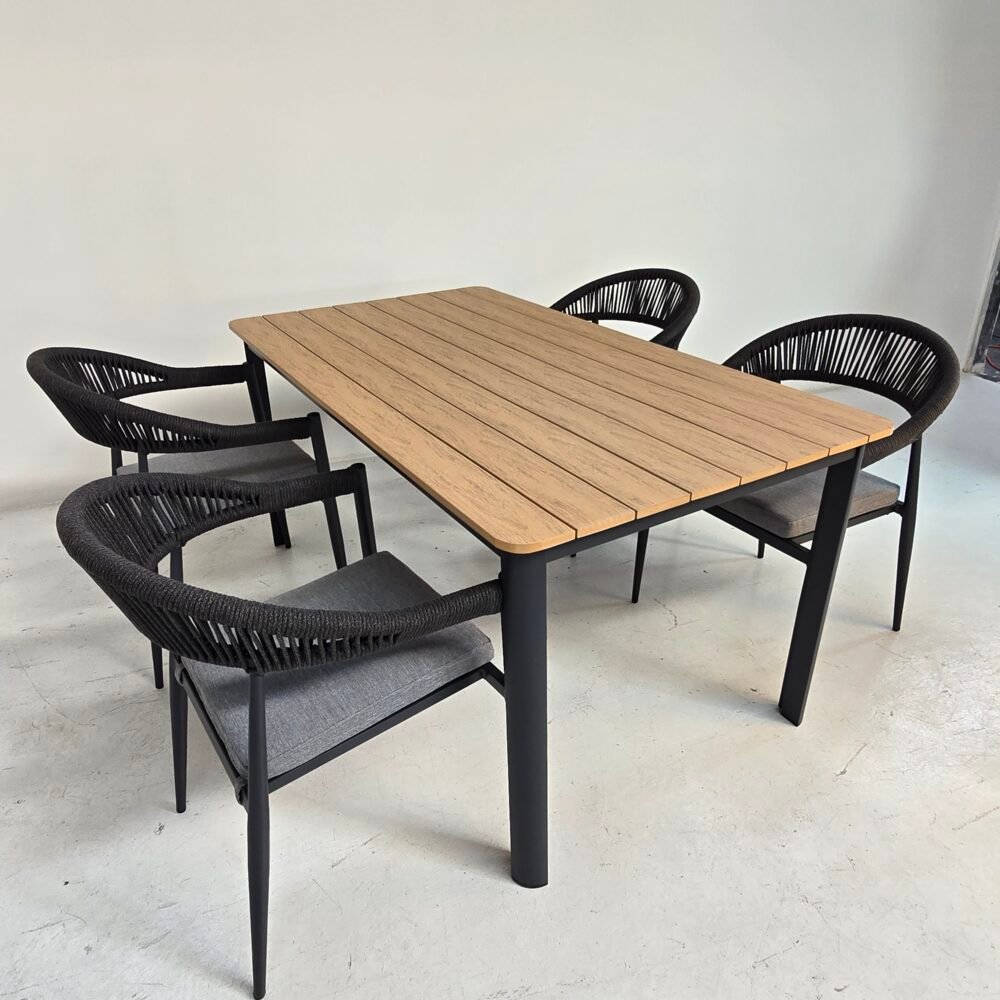 Casablanca Dining Set with Bari Dining Chairs - Charcoal