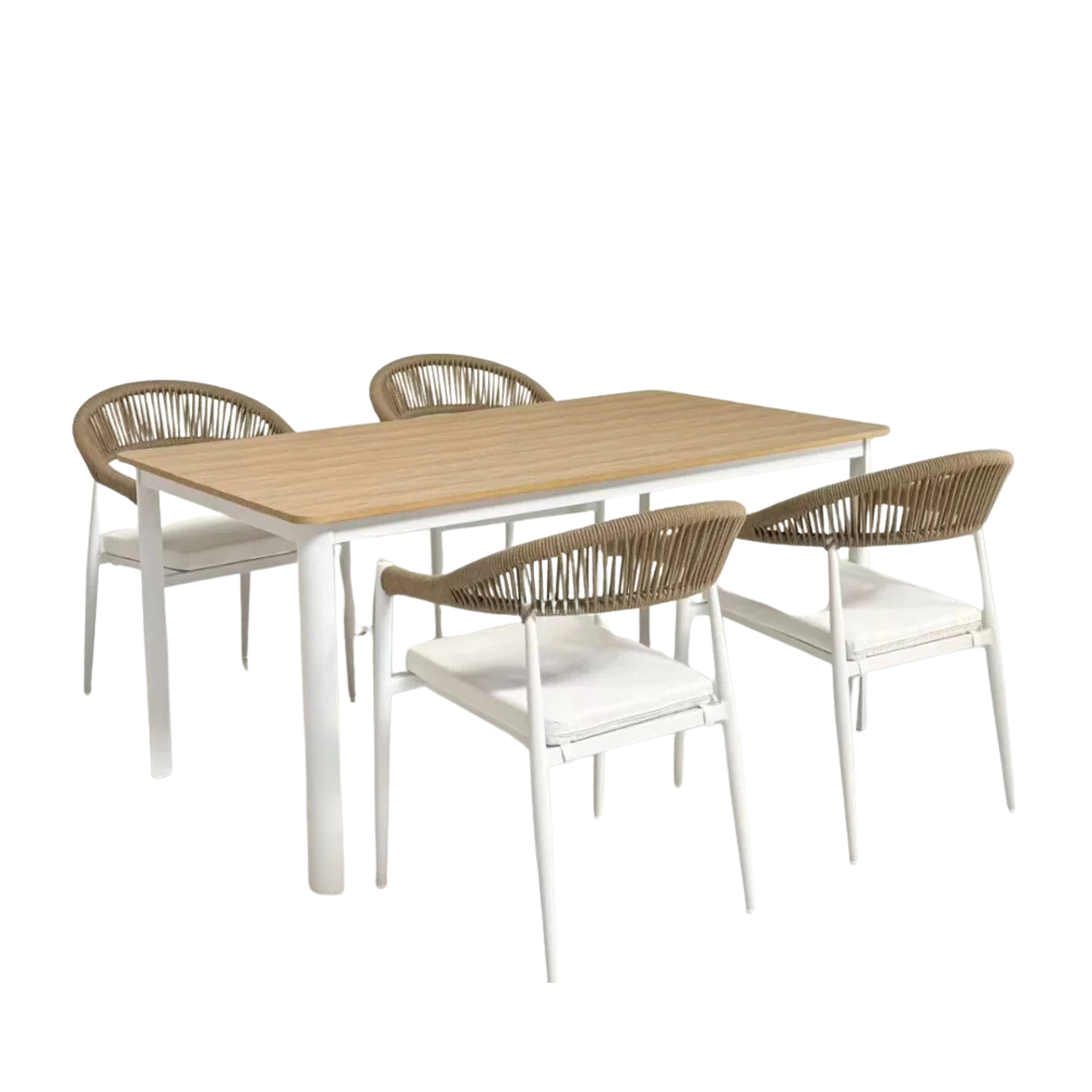 dining set white Casablanca 5pc Dining Set 160cm Beige